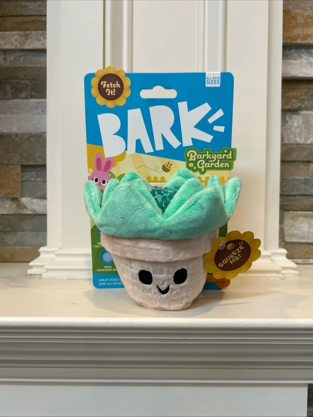 BARK Plush Succulent Dog Toy in Mint Green and Cream